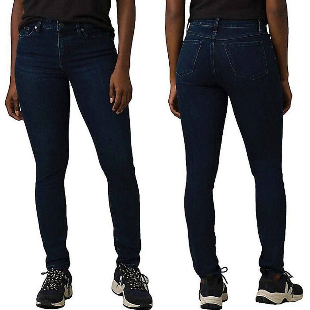 prAna Sienna Jean Deep Blue Skinny Stretch Denim Size 0/25 Athleisure Outdoor